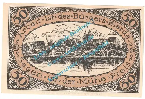 Neidenburg , Notgeld 50 Pfennig Musterschein in kfr. M-G 932.1.b , Ostpreussen 1920 Seriennotgeld