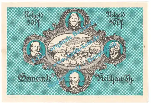Keilhau , Notgeld 50 Pfennig Schein Nr.2 in kfr. M-G 683.2.a , Thüringen 1921 Seriennotgeld