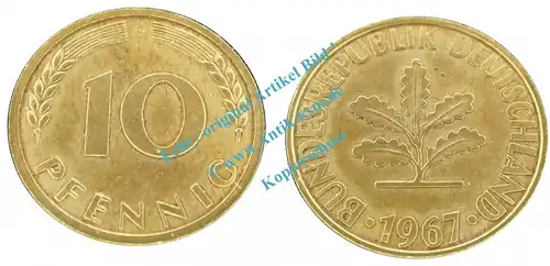 Kursmünze BRD , 10 Pfennig Stück vz-Stgl. von 1967 G , J.383 -0521