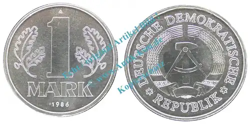 Kursmünze DDR , 1 Mark Stück bfr-Stgl. von 1986 A , J.1514 -0526