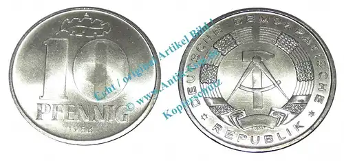 Kursmünze DDR , 10 Pfennig Stück bfr-Stgl. von 1986 A , J.1510 -0528