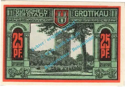 Grottkau , Notgeld 25 Pfennig Schein in kfr. Tieste 2625.05.26 , Schlesien o.D. Verkehrsausgabe