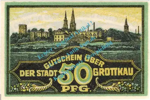 Grottkau , Notgeld 50 Pfennig Schein in kfr. Tieste 2625.05.27 , Schlesien o.D. Verkehrsausgabe