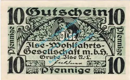 Grube Ilse , Notgeld 10 Pfennig Schein in kfr. Tieste 2630.05.37 , Brandenburg o.D. Verkehrsausgabe