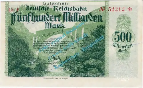 Karlsruhe , Notgeld 500 Milliarden Mark -Fehldruck- in kfr. Keller 2583.g , Baden 1923 Inflation