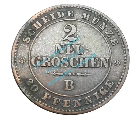 Kleinmünze Königreich Sachsen , 2 Neu-Groschen , ss - vz von 1865 B , J.125 -0564