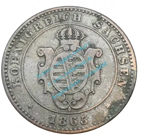 Kleinmünze Königreich Sachsen , 2 Neu-Groschen , ss - vz von 1865 B , J.125 -0564