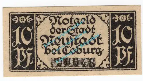 Neustadt , Notgeld 10 Pfennig Schein in kfr. Tieste 4940.05.20 , Bayern 1920 Verkehrsausgabe