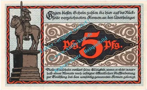 Neuhaldensleben , Notgeld 5 Pfennig Schein in kfr. Tieste 4855.05.15 , Sachsen 1919 Verkehrsausgabe