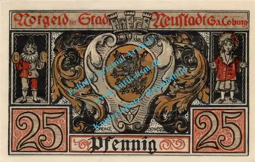 Neustadt , Notgeld 25 Pfennig Schein in kfr. Tieste 4940.05.21 , Bayern 1920 Verkehrsausgabe