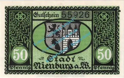 Nienburg , Notgeld 50 Pfennig Schein in kfr. Tieste 5105.05.11 , Niedersachsen o.D. Verkehrsausgabe