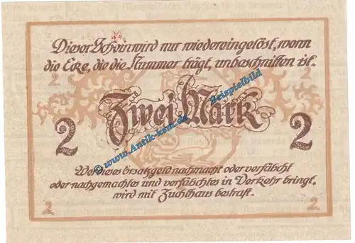 Eisleben , Banknote 2 Mark Schein in kfr. Geiger 123.11 o.D. Grossnotgeld Sachsen Anhalt