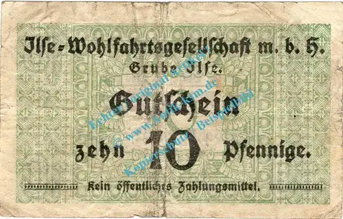 Grube Ilse , Notgeld 10 Pfennig Schein in gbr. Tieste 2630.05.03 , Brandenburg o.D. Verkehrsausgabe