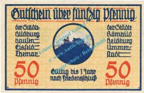 Hildburghausen , Notgeld 50 Pfennig Schein in kfr. Tieste 3020.05.01 , Thüringen o.D. Verkehrsausgabe
