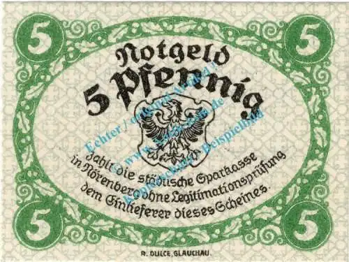 Nörenberg , Notgeld 5 Pfennig Schein in kfr. Tieste 5145.05.60 , Pommern 1920 Verkehrsausgabe