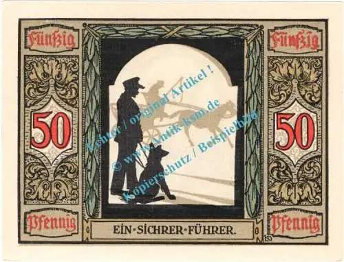 Oldenburg , Notgeld 50 Pfennig -glanz- Nr.4 in kfr. M-G 1016.1.a , Niedersachsen 1921 Seriennotgeld