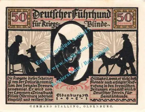 Oldenburg , Notgeld 50 Pfennig -glanz- Nr.6 in kfr. M-G 1016.1.a , Niedersachsen 1921 Seriennotgeld