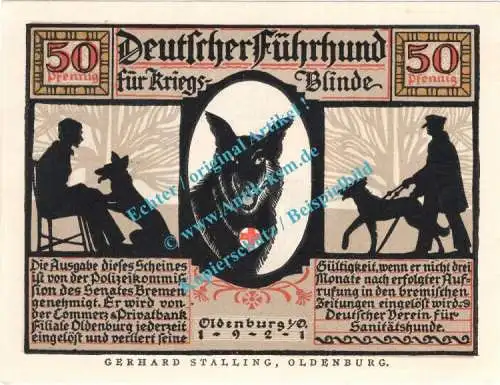 Oldenburg , Notgeld 50 Pfennig -glanz- Nr.2 in kfr. M-G 1016.1.a , Niedersachsen 1921 Seriennotgeld