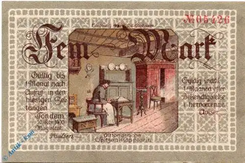 Notgeld Tondern , 5 Mark Schein mit Kn , Seriennotgeld , Mehl Grabowski 1329.1 , von 1920 , dänisch Nordschleswig Serien Notgeld