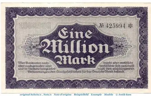 Banknote Sachsen 1 Million Mark in kfr. SAX-19, Ros.757, S.962 , 1923 Länderbanknoten