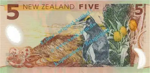 Banknote Neuseeland - New Zealand , 5 Dollar Schein in kfr. A.Bollard