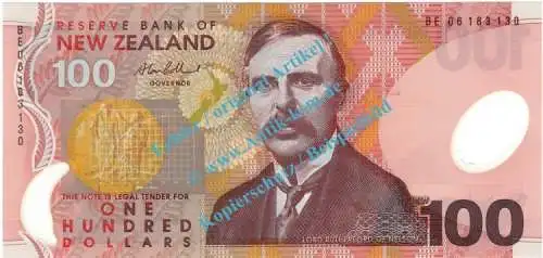 Banknote Neuseeland - New Zealand , 100 Dollar Schein in unc - kfr , A.Bollard