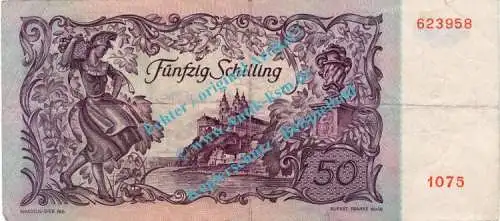 Banknote Österreich - Austria , 50 Schilling Schein -Prandtauer- von 1951 in cir - gbr