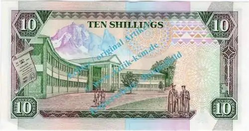 Banknote Kenia - Kenya , 10 Schilling Schein von 1989-1994 in unc - kfr