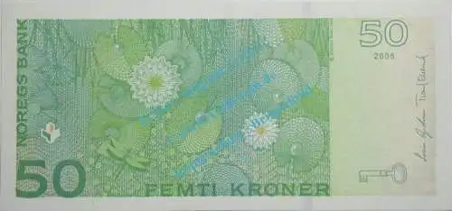 Banknote Norwegen - Norway , 50 Kroner Schein von 2005 in unc - kfr