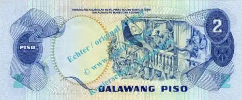 Banknote Philippinen - Philippines , 2 Piso Schein ND 1974-85 in unc - kfr