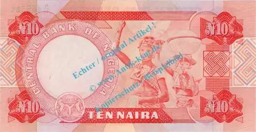 Banknote Nigeria , 10 Naira Schein -A. Ikoku- ND 1984- in unc - kfr