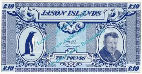 Banknote Jason Island - Falkland , 10 Pounds Schein -Len Hill- ND 1979 in unc - kfr