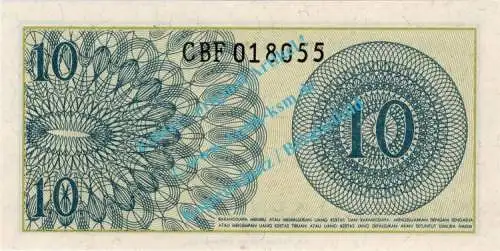 Banknote Indonesien - Indonesia , 10 Sen Schein von 1964 in unc - kfr