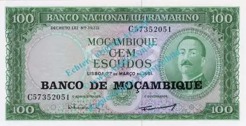 Banknote Mosambik - Mozambique , 100 Escudos Schein ND 1976 in unc - kfr