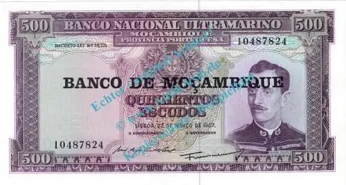 Banknote Mosambik - Mozambique , 500 Escudos Schein ND 1976 in unc - kfr