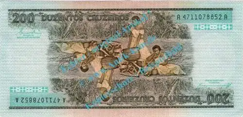 Banknote Brasilien - Brazil , 200 Cruzeiros Schein ND 1981-84 in unc , kfr
