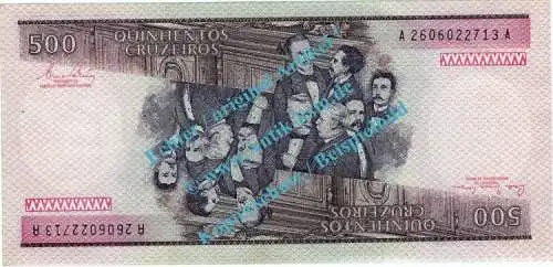 Banknote Brasilien - Brazil , 500 Cruzeiros Schein ND 1981-85 in unc , kfr