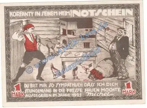 Michel , Notgeld 1 Mark -rettet Oberschlesien- in kfr. M-G 1001.1 , Schlesien 1921 Seriennotgeld