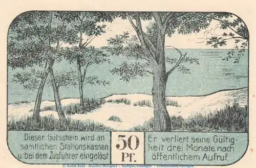 Notgeld Kleinbahn AG Stettin 1269.1 , 50 Pfennig Schein in kfr. von 1921 , Pommern Seriennotgeld