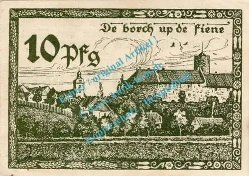 Vienenburg , Notgeld 10 Pfennig Schein in kfr. M-G 1361.1.c , Niedersachsen 1921 Seriennotgeld