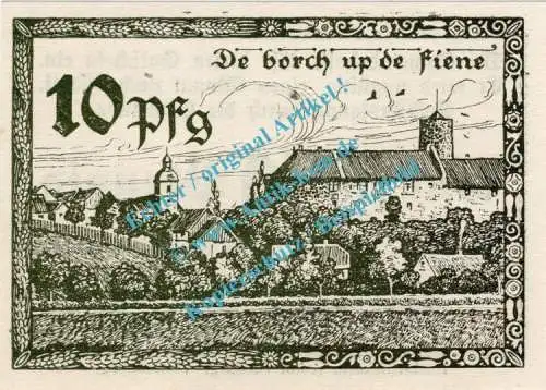 Vienenburg , Notgeld 10 Pfennig Schein in kfr. M-G 1361.1.a , Niedersachsen 1921 Seriennotgeld