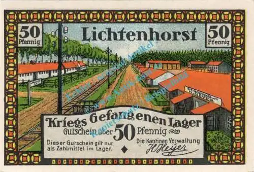 Lichtenhorst , Notgeld 50 Pfennig Schein Nr.2 in kfr. M-G 797.1 , Niedersachsen o.D. Seriennotgeld