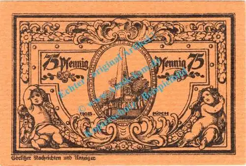 Rheinsberg , Notgeld 75 Pfennig Schein -Muster- in kfr. M-G 1120.2... Brandenburg o.D. Seriennotgeld