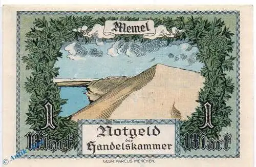 Notgeld , 1 Mark Schein in kfr. Memel , MEM-2 , Rosenberg 847 , P 2 , vom 22.02.1922 , deutsche Nebengebiete