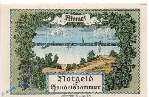 Notgeld , 1/2 Mark Schein in kfr. Memel , MEM-1 , Rosenberg 846 , P 1 , vom 22.02.1922 , deutsche Nebengebiete