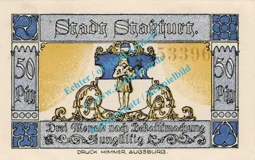 Stassfurt , Notgeld 50 Pfennig Schein Nr.2 in kfr. M-G 1256.3.a , Sachsen Anhalt 1921 Seriennotgeld