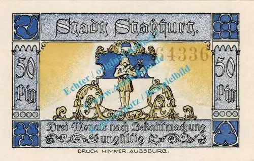 Stassfurt , Notgeld 50 Pfennig Schein Nr.3 in kfr. M-G 1256.3.a , Sachsen Anhalt 1921 Seriennotgeld