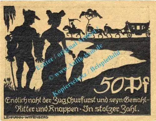 Schmiedeberg , Notgeld 50 Pfennig Nr.4 -Glanzdruck- in kfr. M-G 1186.1.a , Sachsen Anhalt 1921 Seriennotgeld