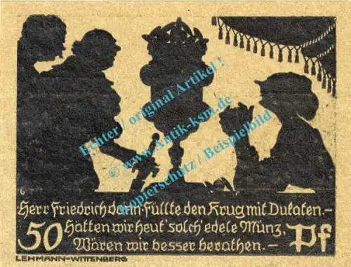 Schmiedeberg , Notgeld 50 Pfennig Nr.6 -Glanzdruck- in kfr. M-G 1186.1.a , Sachsen Anhalt 1921 Seriennotgeld