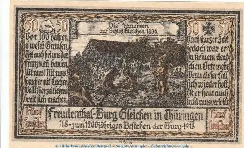 Notgeld Gutsverwaltung Freudenthal 389.1 , 50 Pfennig Schein Nr.1 in kfr. von 1918 , Thüringen Seriennotgeld